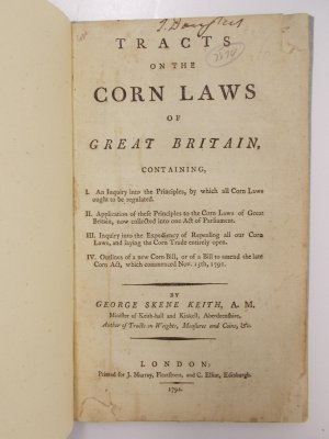 Tracts on the Corn Laws of Great Britain. London, J. Murray, 1792.
