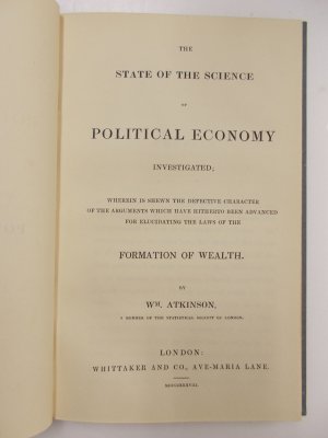 The State of the Science of Political Economy investigated. London, Whittaker, 1838.