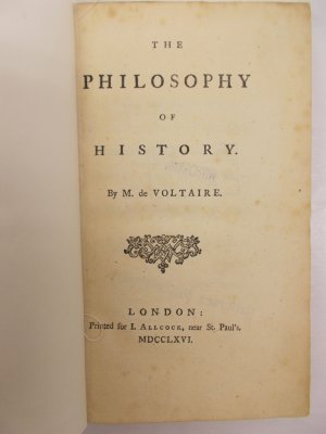 The Philosophy of History. London, I. Allcock, 1766.