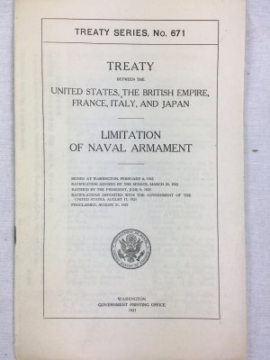 Treaty between the United States, the British Empire, France, Italy, and Japan. Limitation of Naval Armament