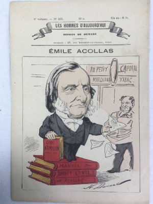 Emile Acollas. (Les Hommes d'Aujourd'hui). Paris, [1878].