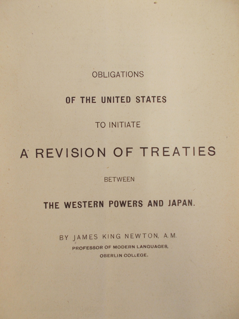 Obligations of the United States to initiate a Revision of Treaties between the Western Powers and Japan. (Reprinted from 